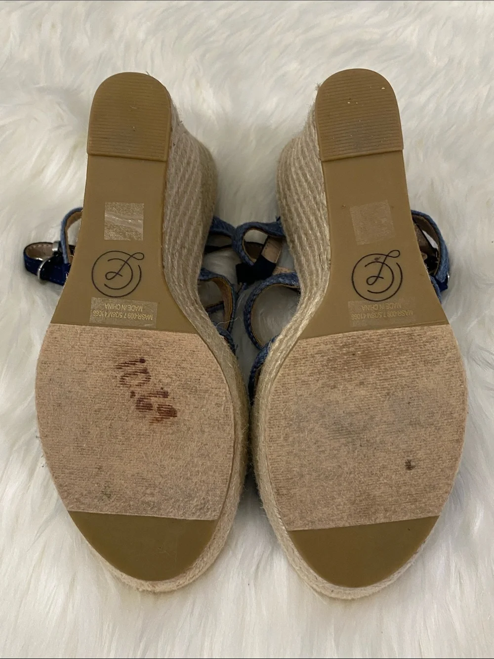Pre-Loved Chinese Laundry Navy Braided Espadrille Wedge Sandals